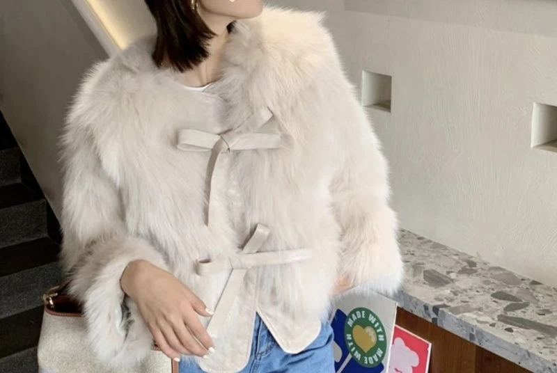 2024 Winter New faux fur short jacket for women, Korean version, versatile belt thick coat