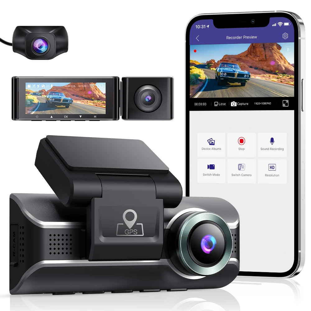 

3.0 Inch hd 3 Channel 4k 1080p 3 Way GPS Tracking Car Dvr Car Dash Camera Recorder
