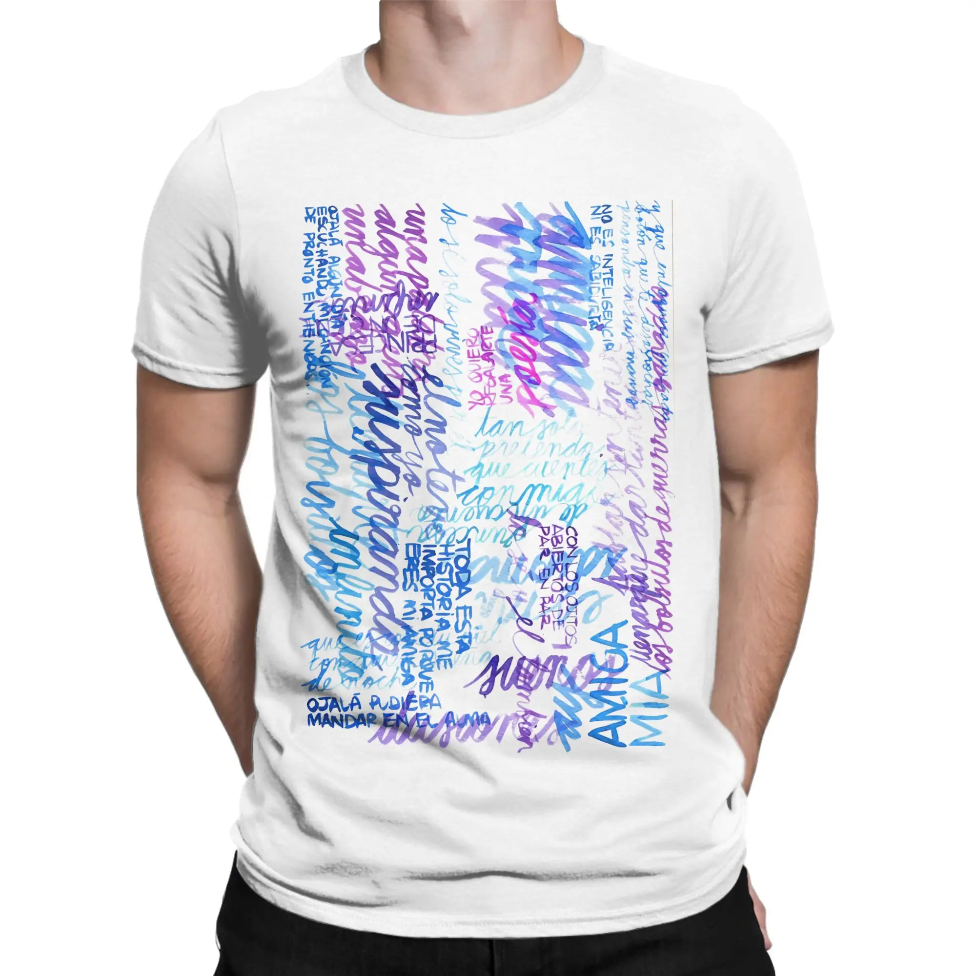 Amiga Mía Alejandro Sanz 100 Cotton T-Shirt For Men Summer  Casual T-Shirts Crew Neck Fashion Tee Shirt Oversized Pattern Tops