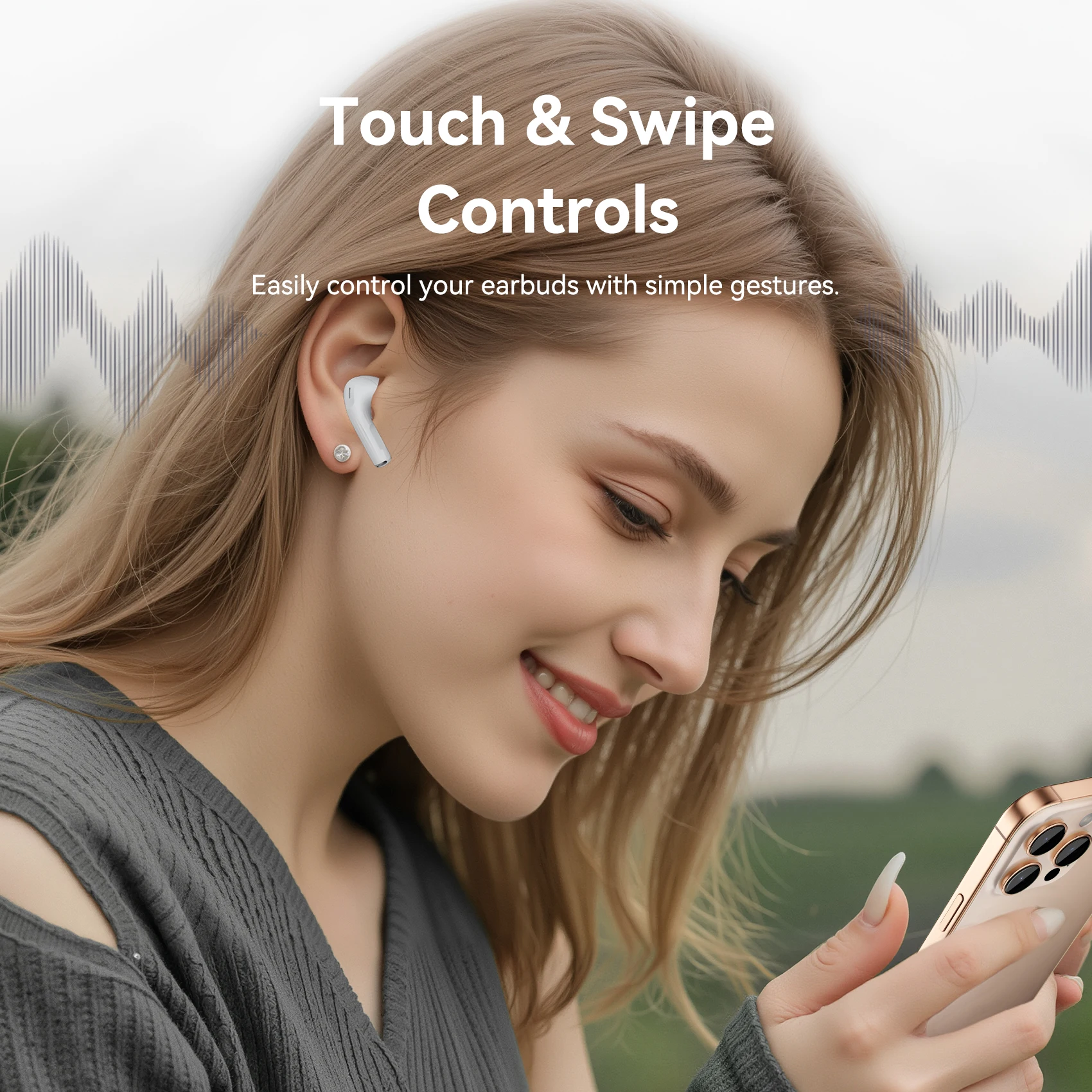 Słuchawki VENTION E11Pro ANC TWS Bluetooth 6.0 Bezprzewodowe -25dB Hi-Res, przetworniki 13mm, 4 mikrofony, mocny bas, 30 godzin pracy, wykrywanie wewnątrz uszu — zdjęcie produktu 4