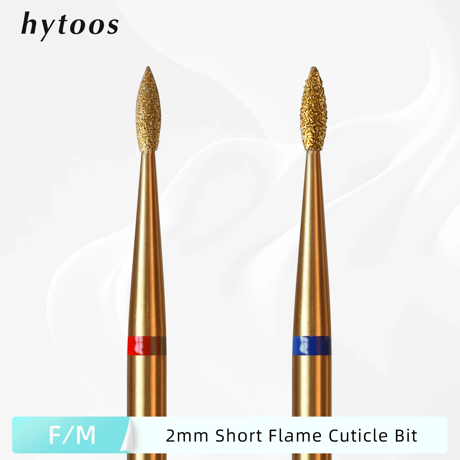 HYTOOS 2mm Short Flame Cuticle Clean Nail Drill Bit, Titanium Russian Diamond Nail Bits Dead Skin Nail Cleaner Akcesoria Narzędzie