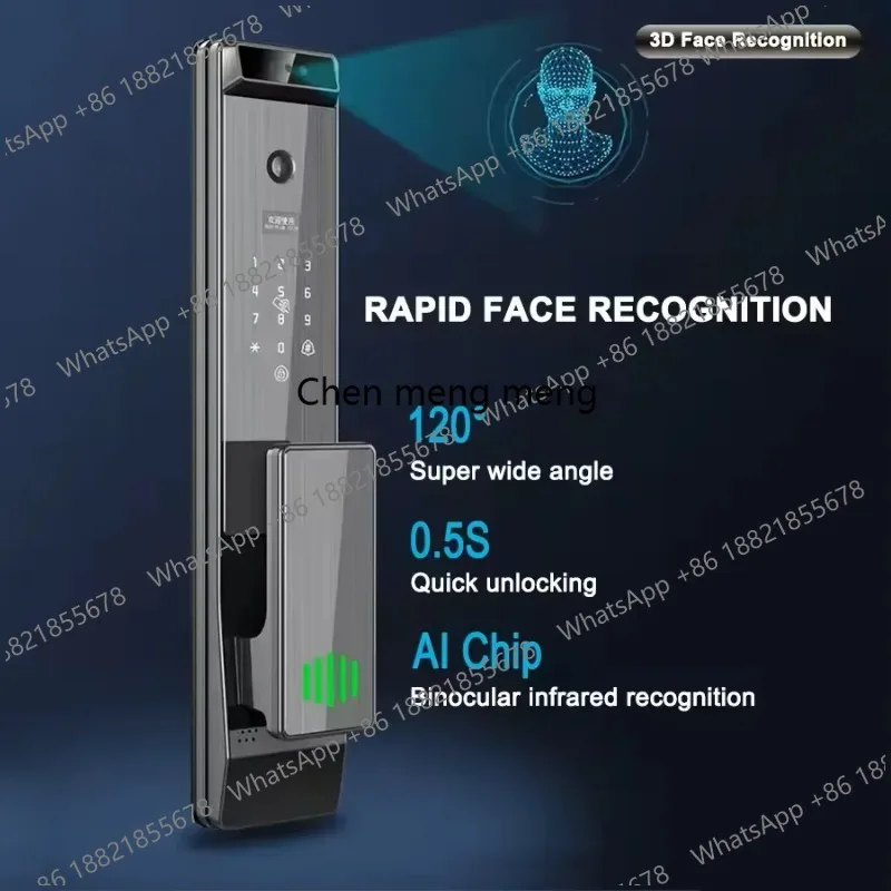 Glomarket Tuya Wifi Door Lock 3D Face Fingerprint Video Intercom Cat Eye Security Automatic Digital Smart Lock