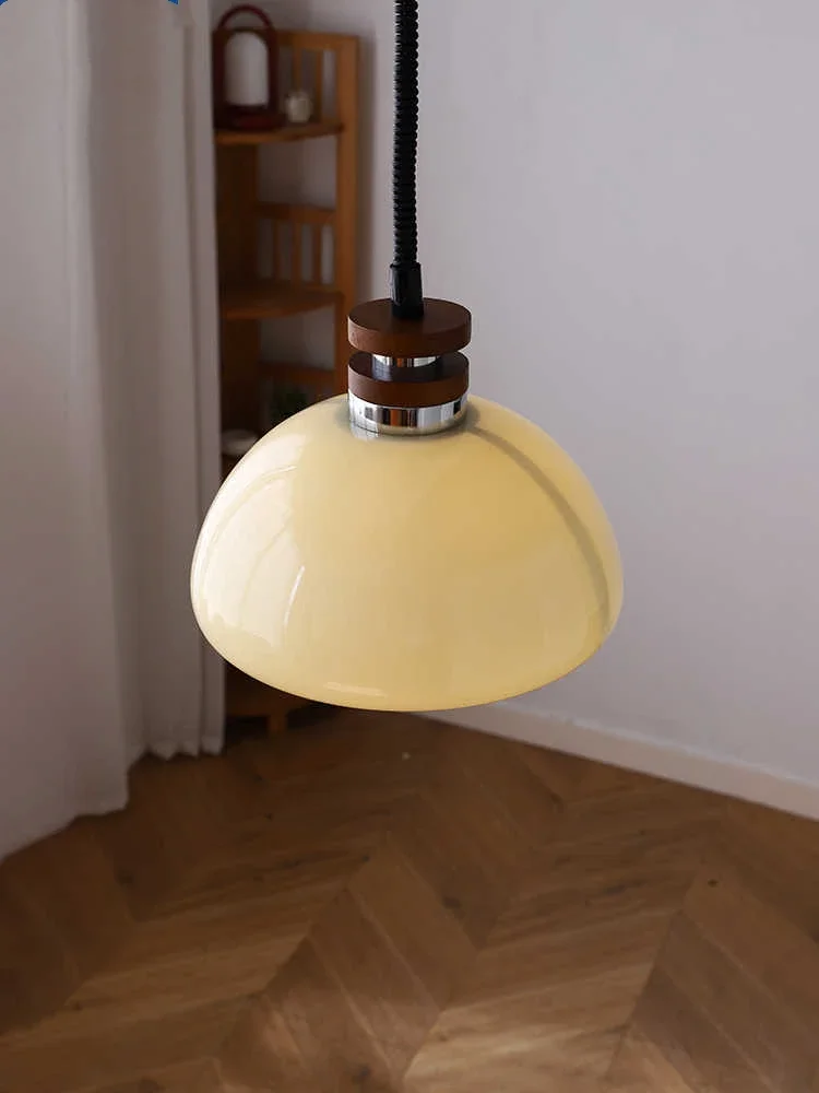 French Cream Pendant Lamp Glass Simple Hanging Chandelier Light Fixture for Bedroom Dining Room Bar Restaurant