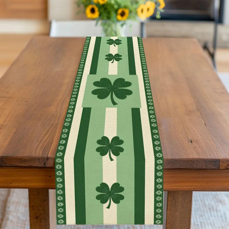 Tischläufer mit Kleeblatt-Streifen zum St. Patrick's Day - Dekoration für mehrere Festlichkeiten, Partys, Picknicks und Zusammenkünfte