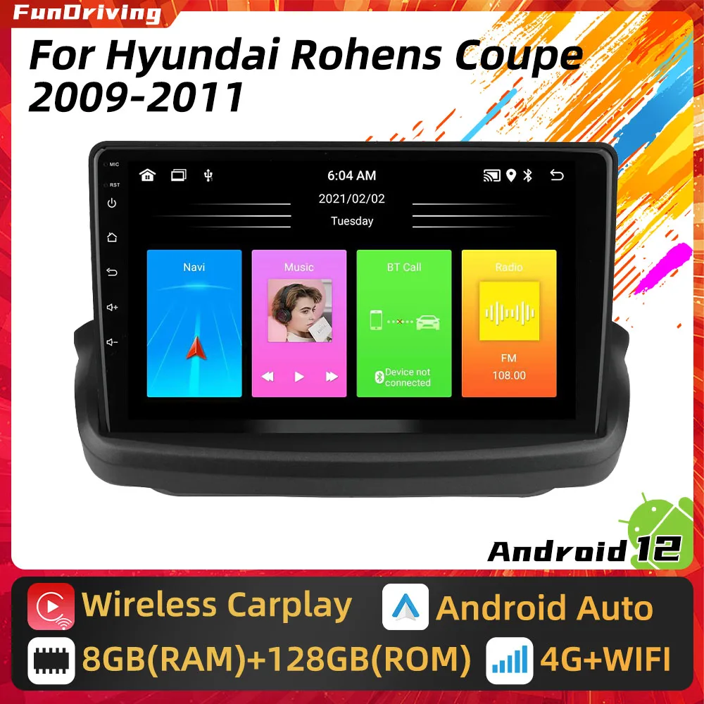 2Din Car Radio Android for Hyundai Rohens Coupe 2009 - 2011 Autoradio Navigation Multimedia Video Player Carplay Auto Stereo