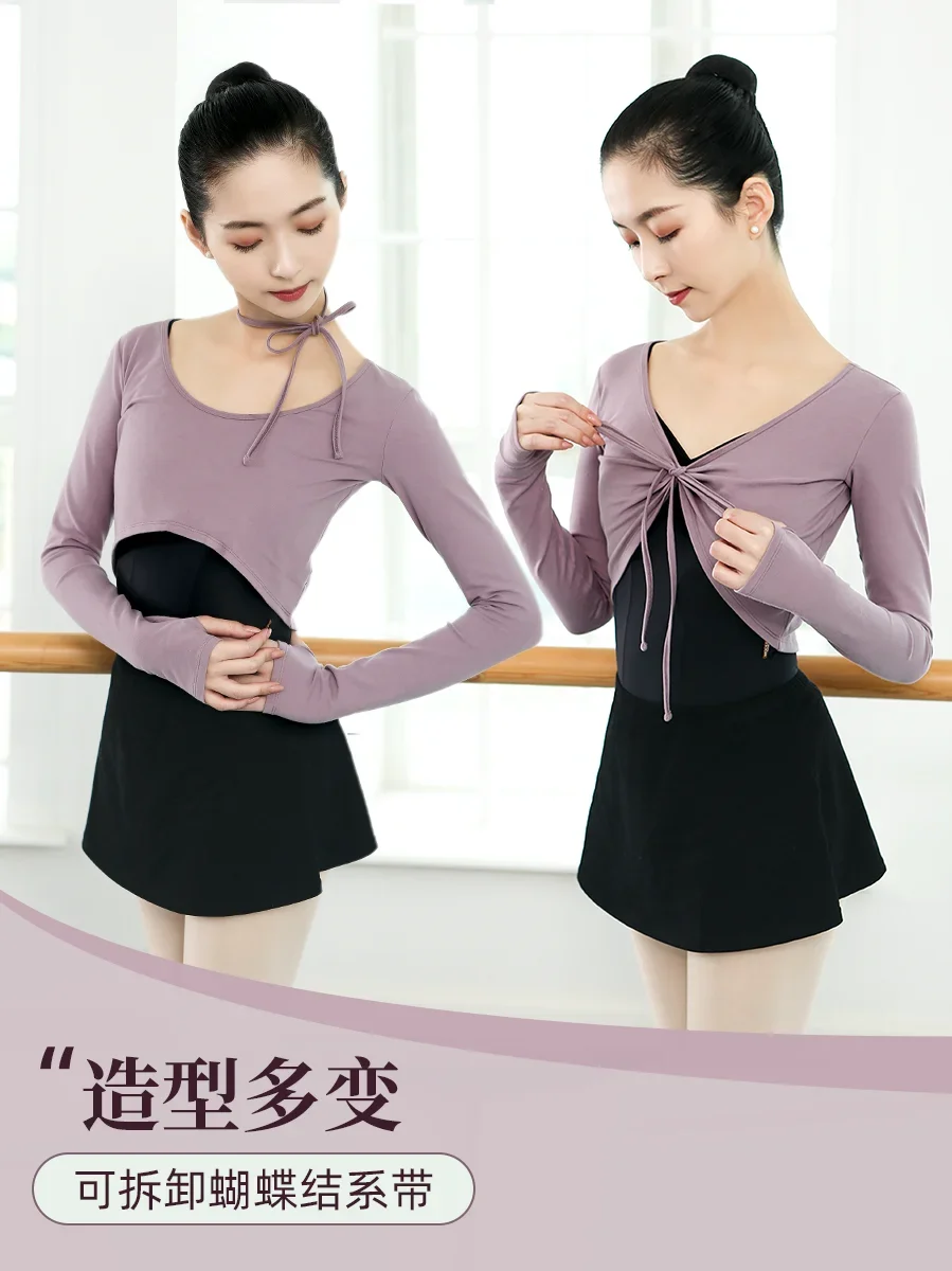 Lange Mouw Herfst Ballet Top Winter Dansen Jurk Vrouwen Lange Mouwen Warm Shirt En Korte Rokken Sets Buikdans tops