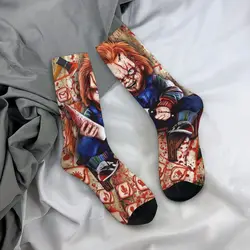 Autumn Winter Cool Unisex Chucky Childs Play Socks Horror Movie Halloween Non-slip Basketball Socks