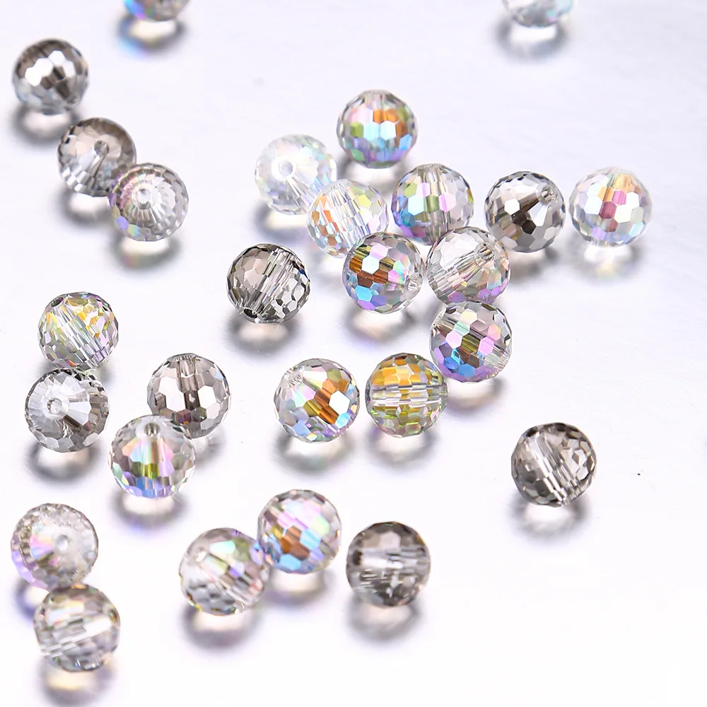 6/8/10mm Austria 96 Facet Glass Beads Crystal Beads Handmade Diy Bracelet Necklace Jewelry Handmade Beads Accessories Wholesale