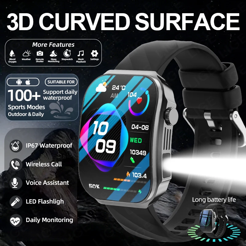 

Новые умные часы LIGE с Bluetooth-вызовами, 2,2-дюймовым HD-экраном с изогнутыми краями, монитором температуры тела и функциями для здоровья, смарт-часы 2026 года для Android и iOS