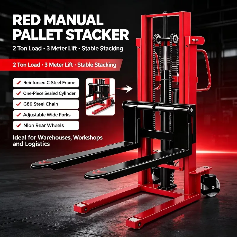 Portable Manual Lifting Stacker Manual Hydraulic Pallet Stacker For Warehouse Goods Stacking Operation