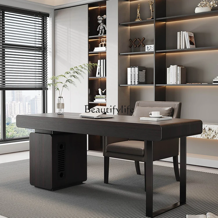 

Italian minimalist solid wood desk home modern light luxury high-end desktop computer desk