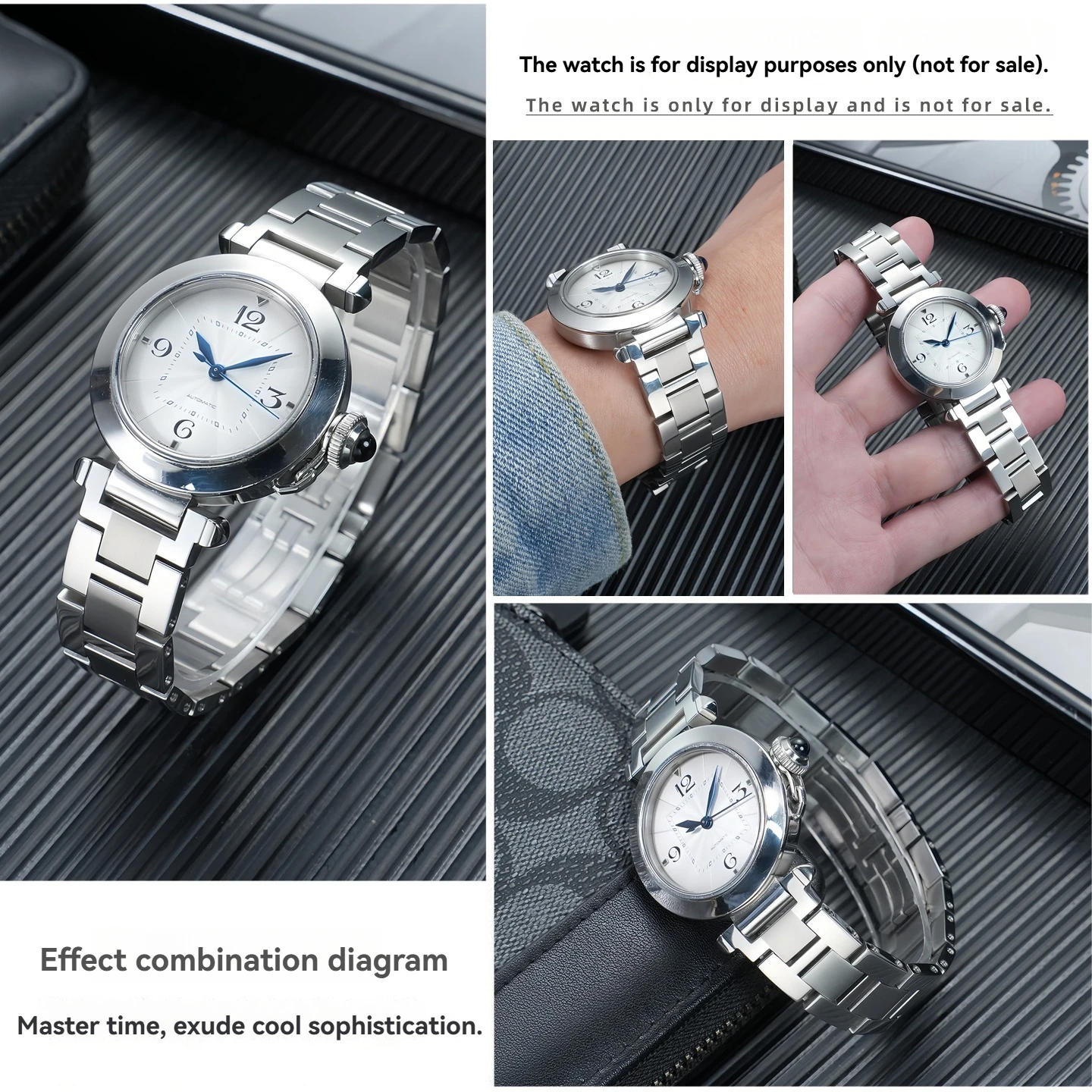 Suitable for Cartier PASHA series concave mouth stainless steel bracelet ladies stainless steel watchband accessories 19-12mm
