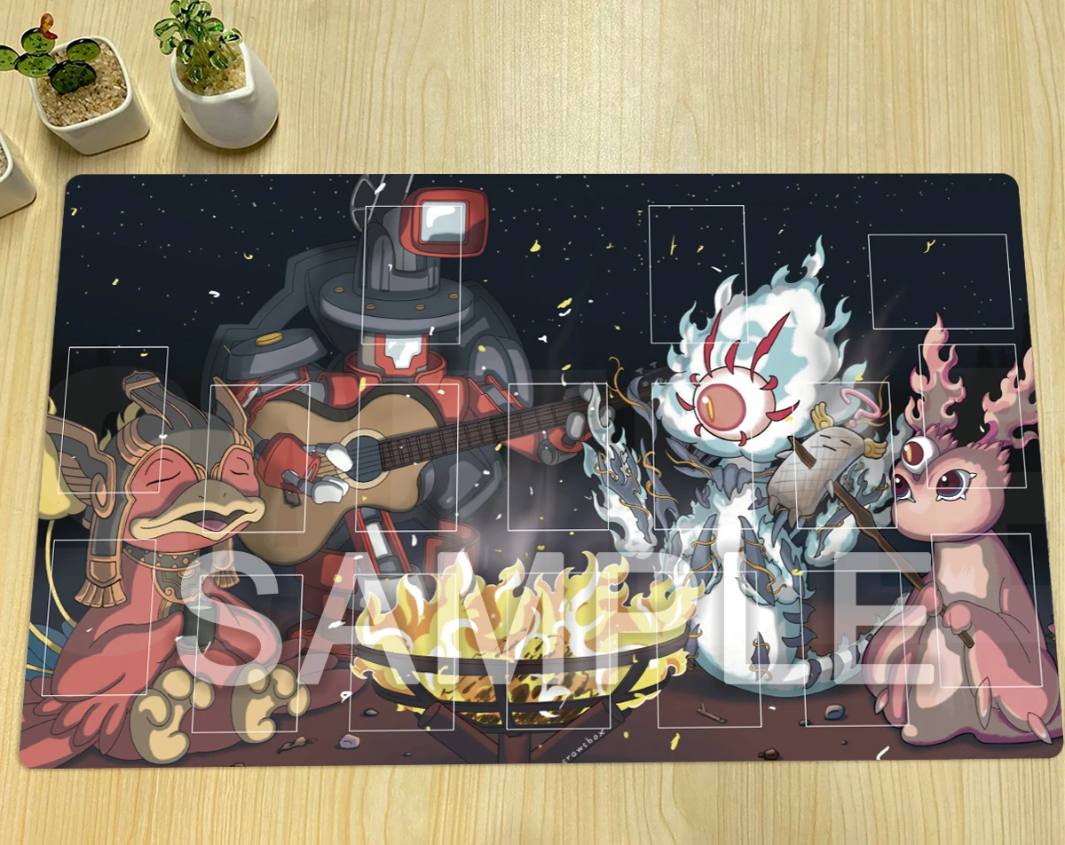 YuGiOh Rescue-ACE Hydrant Playmat Snake-Eyes Poplar TCG Mat CCG Board Game Pad Trading Card Game Mat Rubber Mouse Pad Free Bag