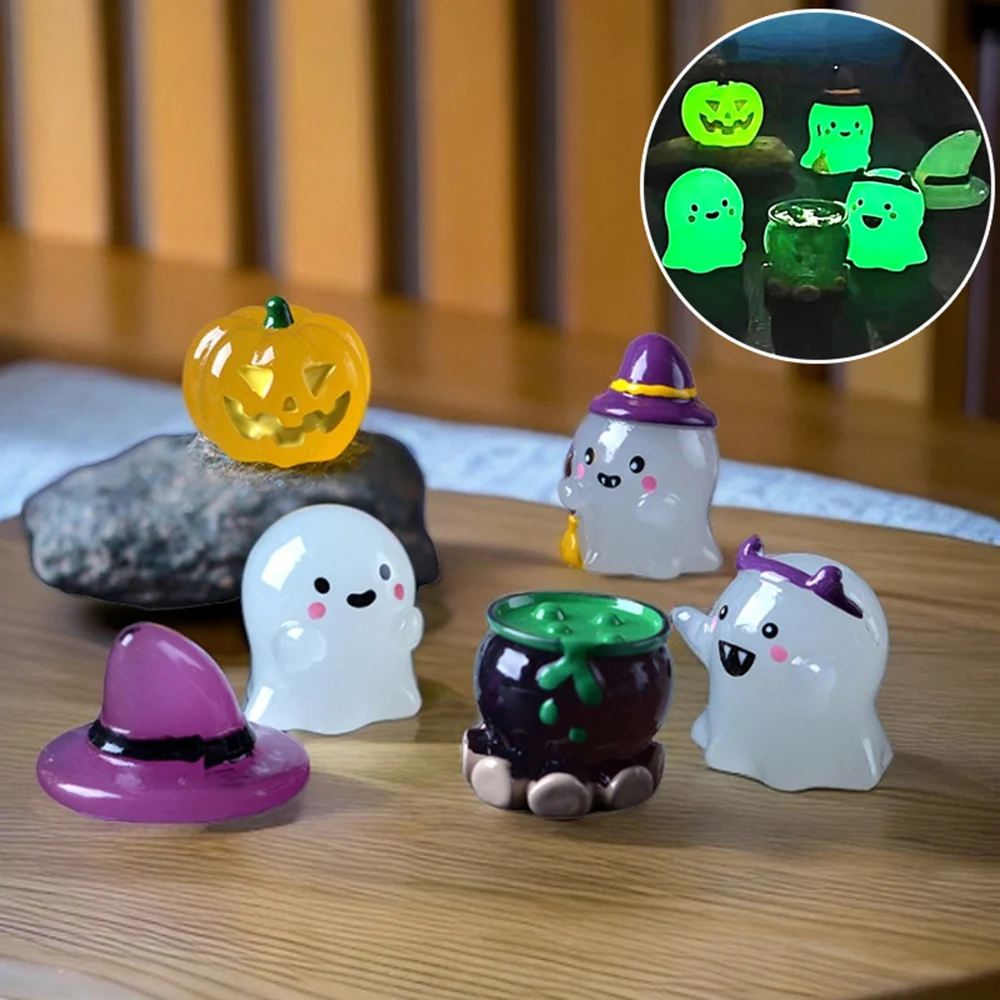 

Miniature Funny Luminous Ghost Micro Gardening Landscape Ornaments Mini Figurines For Halloween Decoration Home Desk Room Decor