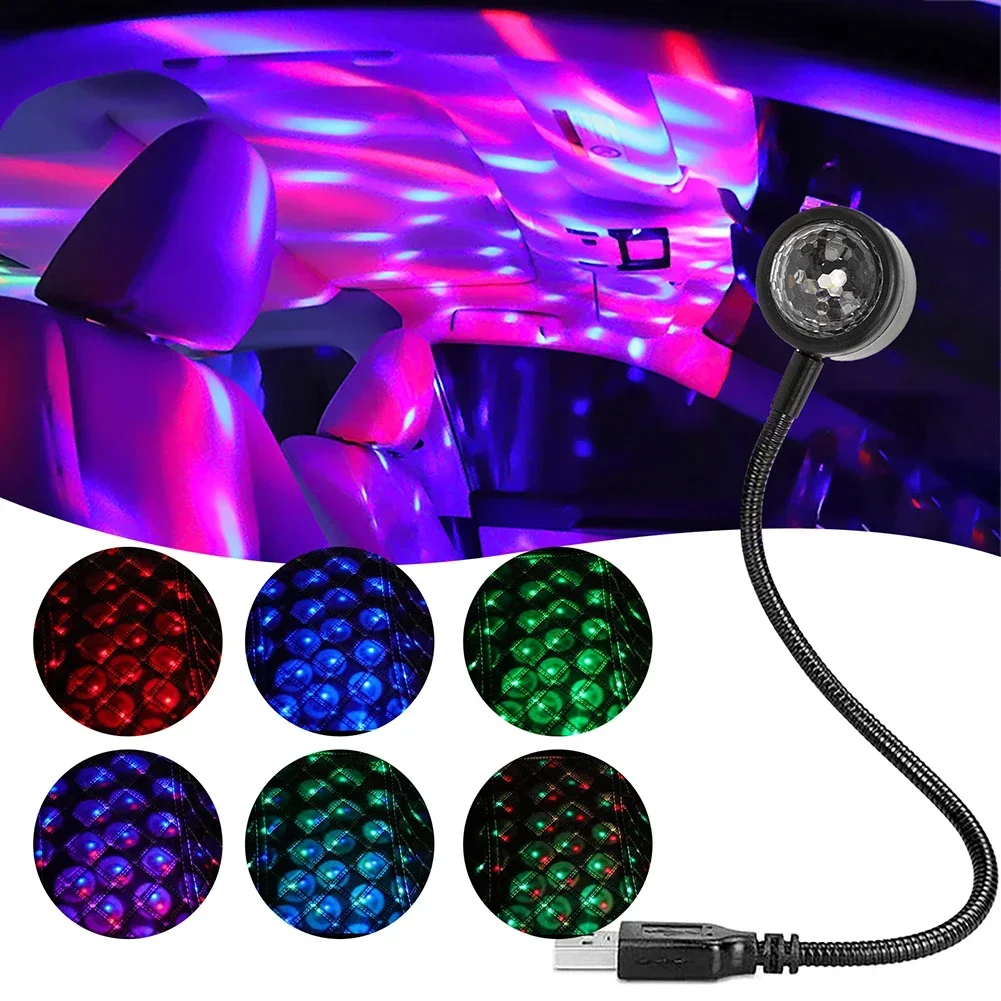 1PC Dj Lighting Sound Party Auto USB Mini Disco Ball Light RGB Multi Color Car Atmosphere Room Decoration Lamp Strobe Light