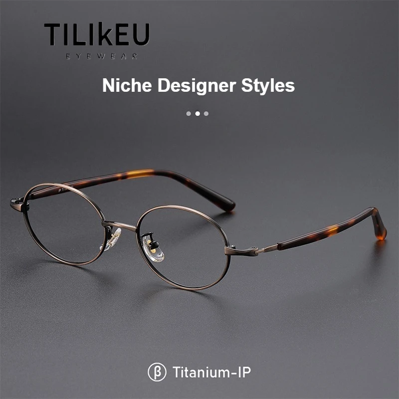 

New Ultra-Light Eyeframe Titanium Alloy Retro Oval Glasses Frame Trend Luxury Women Eyeglasses Frame Full Rim Small Face Eyewear