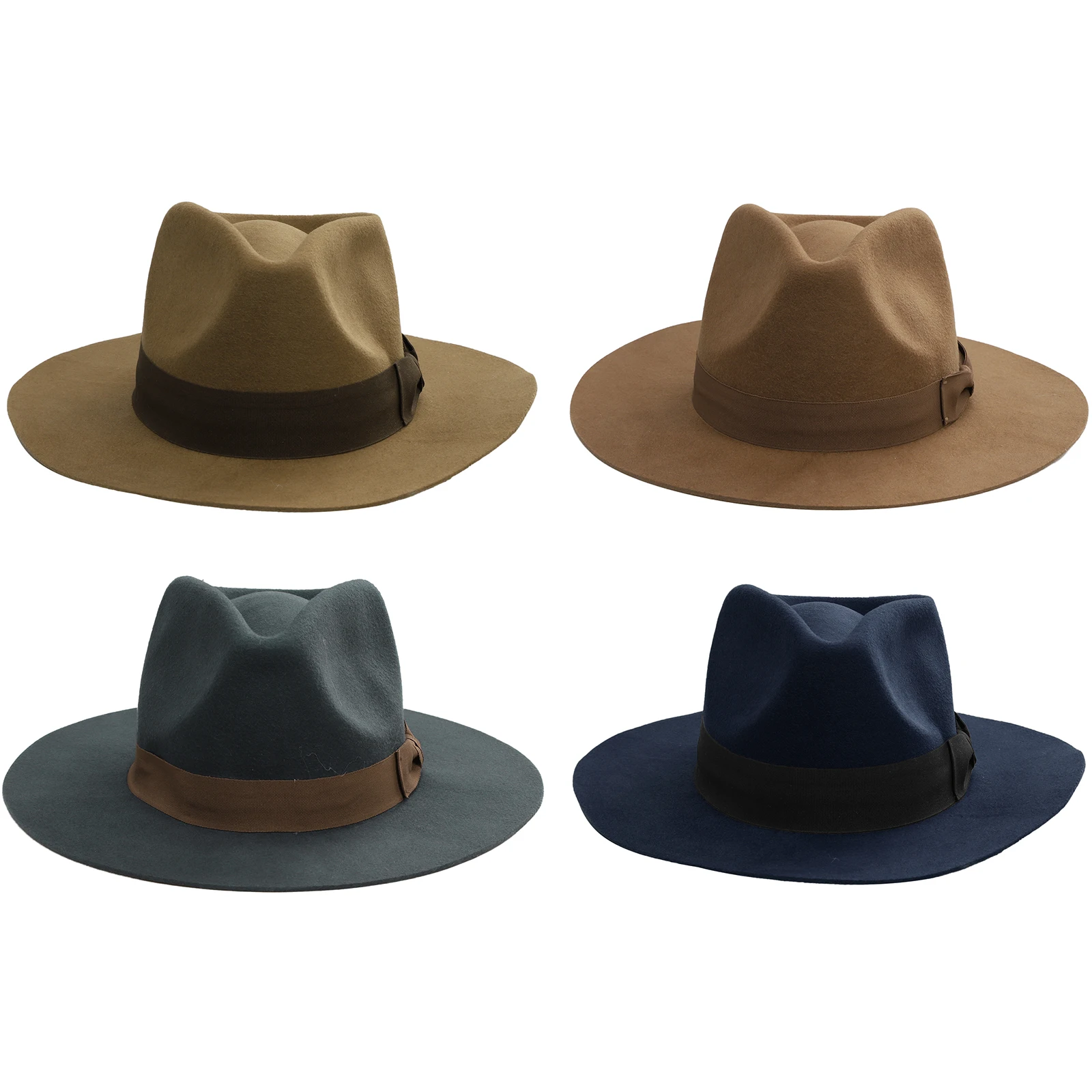 

Halloween Cosplay Western Cowboy Hat Wide Brim Wool Top Hat Gentlemen Cowgirl Hat Solid Color Basin Hat Jazz Cap for Hiking Camp