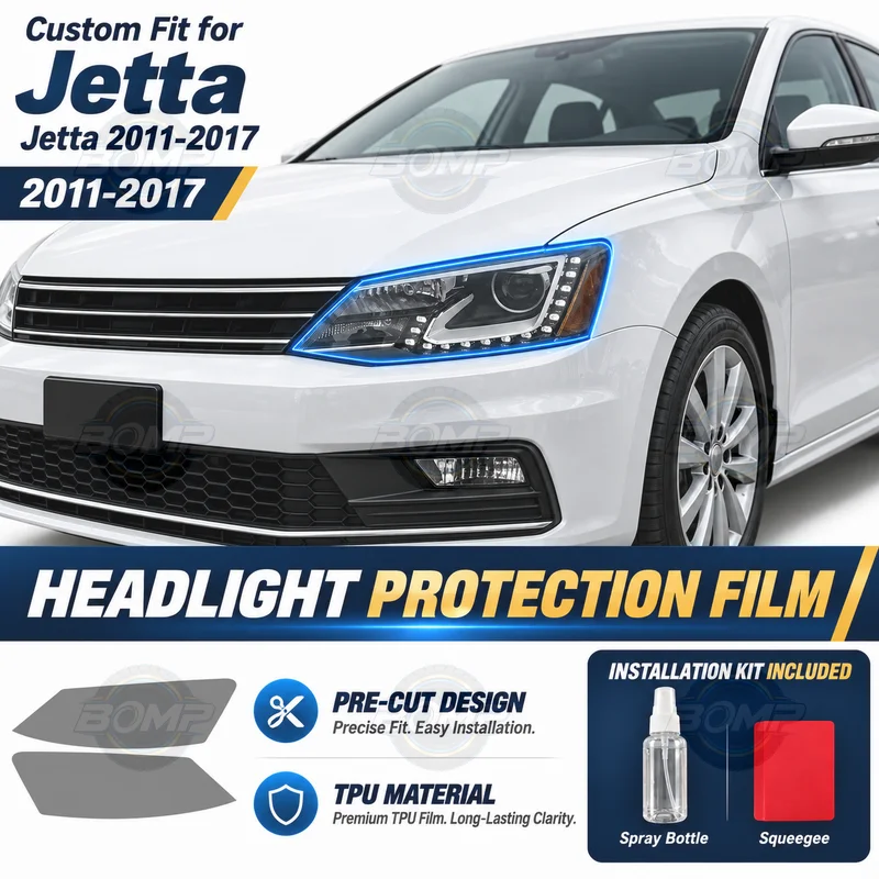 For Volkswagen Jetta VW MK6 A6 MK7 A7 TPU Car Headlight Protective Film Transparent Black Restoration Sticker
