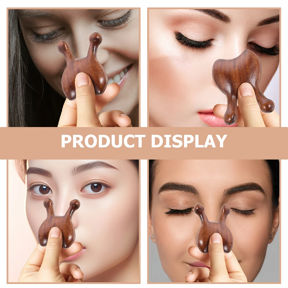 

2pcs Wooden Nose Massager Tool Facial Guasha Scraper For Eye Nose Acupoint Relief Tension Relaxation Portable Face Massage