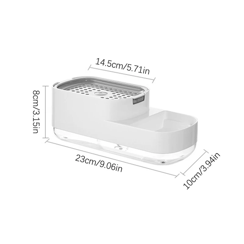 Distributeur de vaisselle Regina 3 en 1, distributeur de cuisine avec distributeur de liquide vaisselle, porte-éponge et rangement T1, pompe