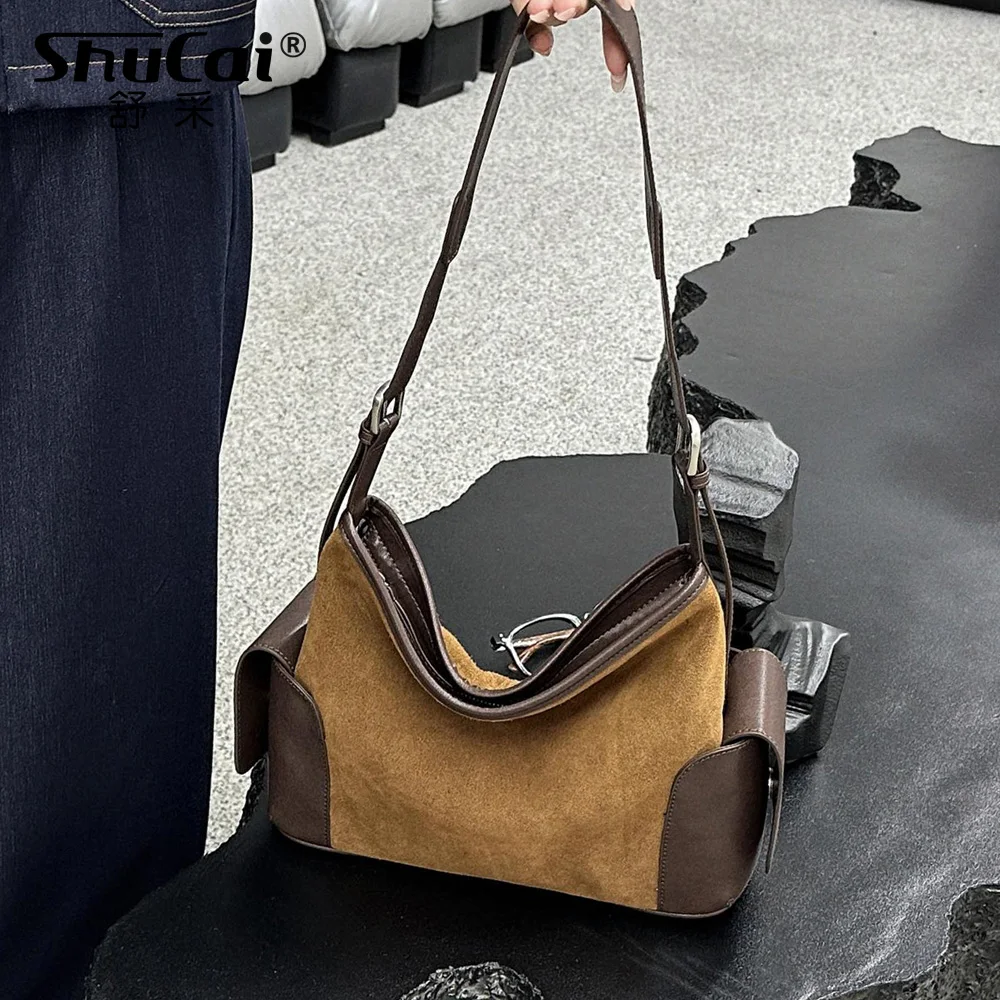 

Женская замшевая сумка из натуральной замши, коричневая сумка через плечо Ote, роскошная дизайнерская большая женская кофейная сумка, новинка высокого качества