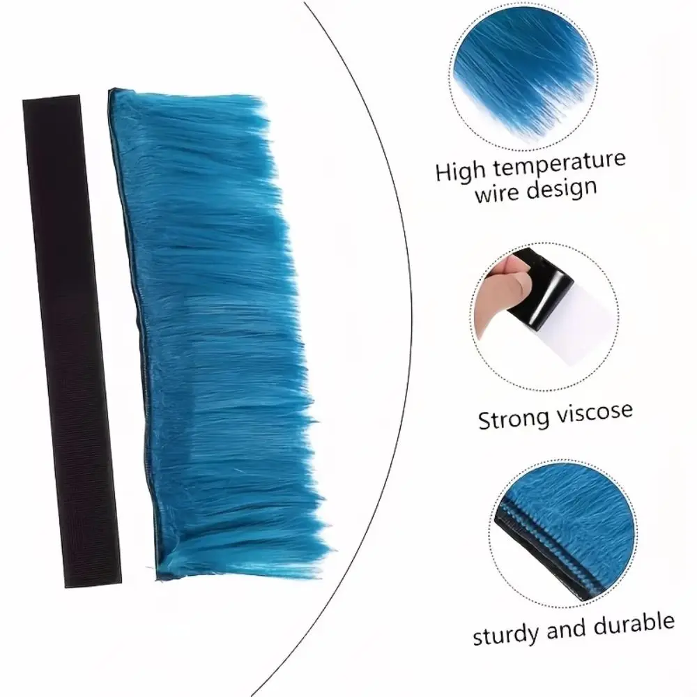 Colorful Mohawk Synthetic Wigs Reusable Adhesive Helmet Decorations Synthetic Motorcycle Accessories Helmet Mohawk Wig