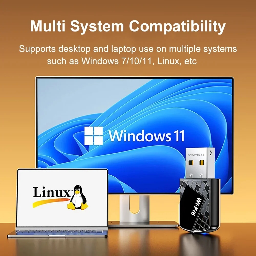AX900 USB WiFi 6 بلوتوث 5.4 محول 2 in1 دونغل ثنائي النطاق 2.4G & 5 جيجا هرتز USB WiFi شبكة لاسلكية USB Wlan استقبال سائق مجاني