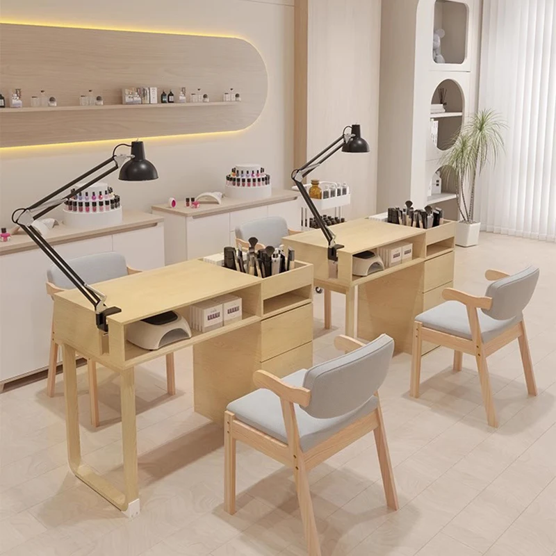 Mesa de Manicure Japonesa para Salão, Estilo Creme, Simples, Artista Retro, Mesas Modernas, Armazenamento, Recepção, Móveis, Mesa de Unhas, LLMT