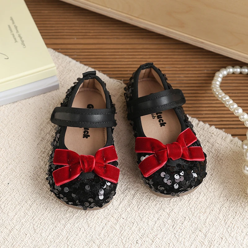 

Новые детские туфли для девочек 2026 года: праздничные танцевальные туфли с бантом и стразами для принцесс, балетки для малышей и школьниц, обувь для выступлений