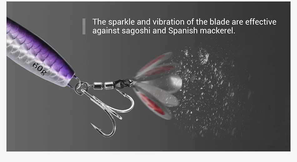 NOEBY Blade Metall-Jig-Köder 60g Wurf-Jig Salzwasser-Angelköder Spinner Vibration Meerbarsch Makrele – Detail 4