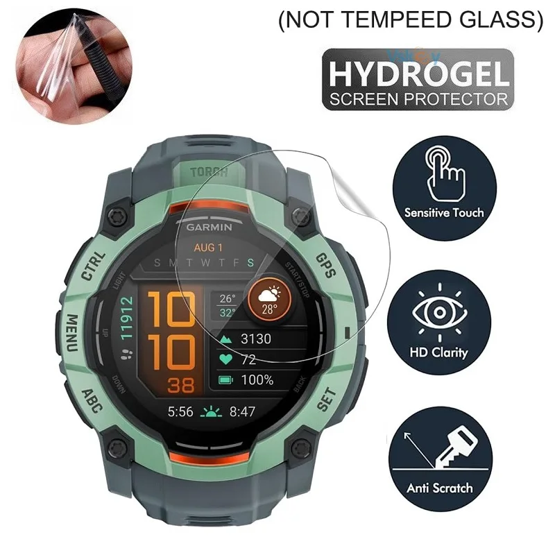 10PCS TPU Hydrogel ป้องกันหน้าจอสําหรับ Garmin Instinct 3 50 มม.Instinc E 40 มม.45 มม.นาฬิกาสมาร์ท HD CLEAR Soft ป้องกันฟิล์ม