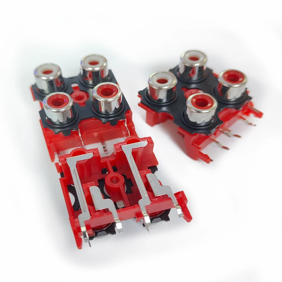 20PCS/Lot RCA Female Socket/Jack Connector 4-Ports AV3-8.4-14 Red/White For TV AV/Audio/Vedio