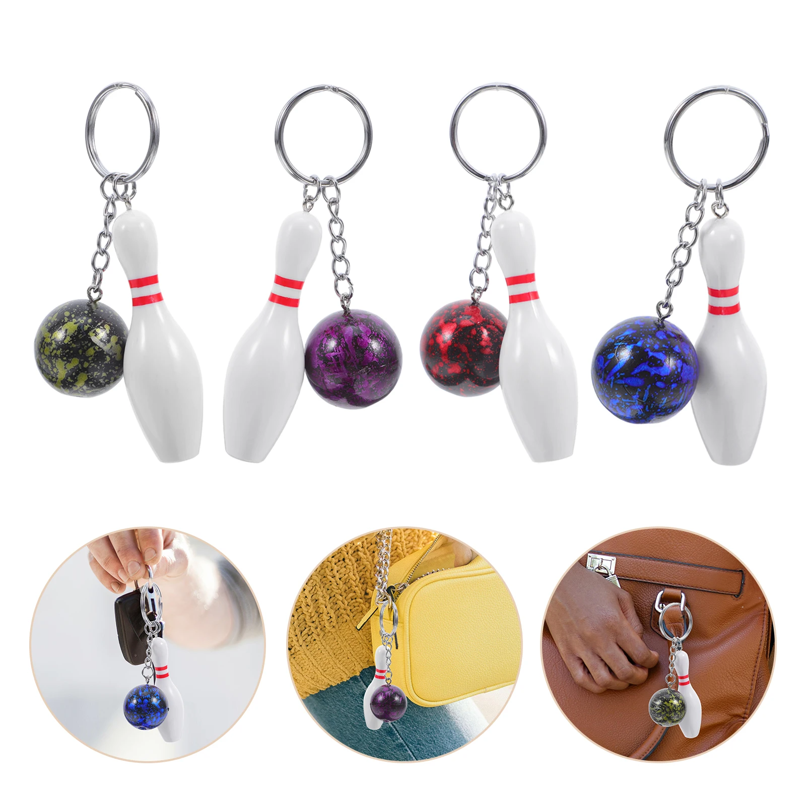

12 Pcs Bowling Keychain Unique Pendant Mini Charms for Bag Souvenir Ball Pvc Affordable