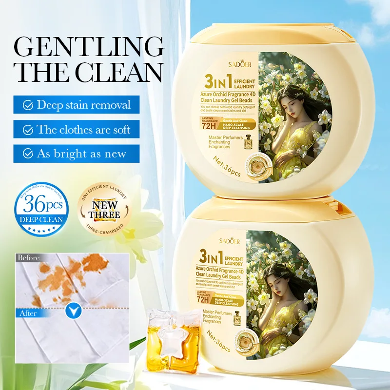 

36Pcs Multi-purpose Strong Detergent 3 in 1 Detergent Liquid Capsule Ball Laundry Scent Fragrance Beads for Home Dormitory