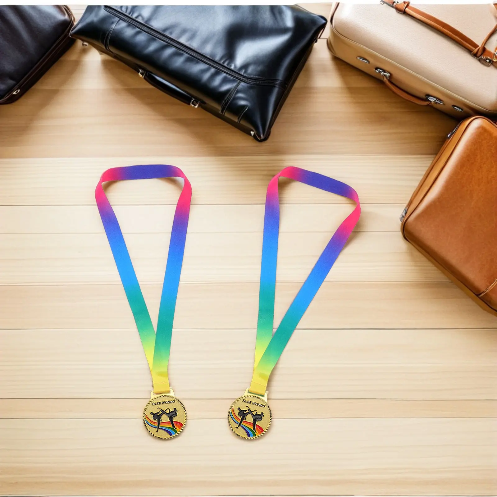 2Pcs Taekwondo Champion Medals Gold Trophy for Adults Perfect Martial Arts Ceremony Party Graduation Souvenir Participation