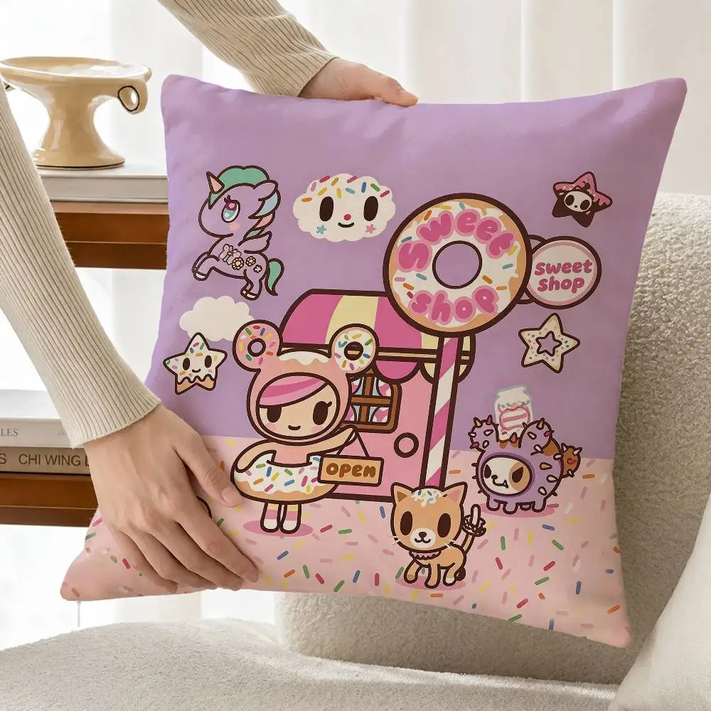 Sweet D-Donutella Donutto Cartoon T-TokidokiS Custom Double Sided Print Square Pillow Cushion Cover