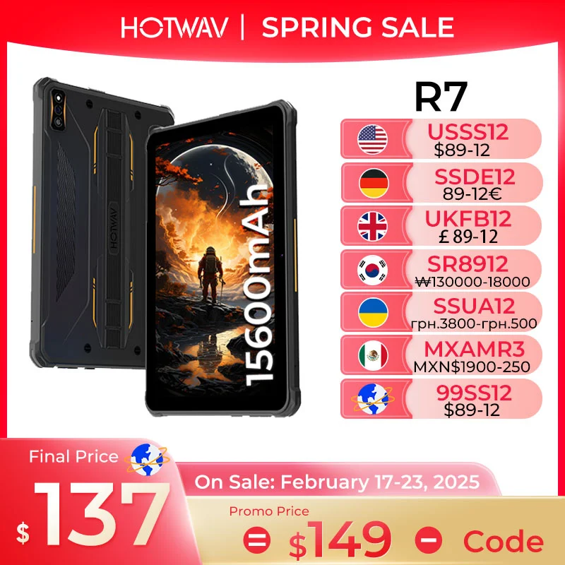 Hotav R7 Tablet PC Versi Global, Tablet PC 10.1 ''HD + 15600mAh 12GB(6 + 6) 256GB Pad OTG pengisian daya mundur 2024 Tablet Android 13 Widevine L1