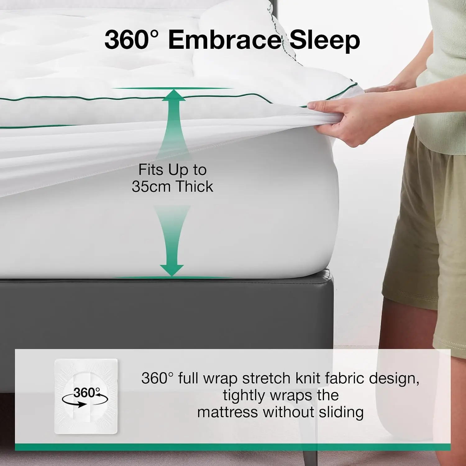 King Size Down Alternative Pillow Top Mattress Topper, Extra Thick Pad - view 6