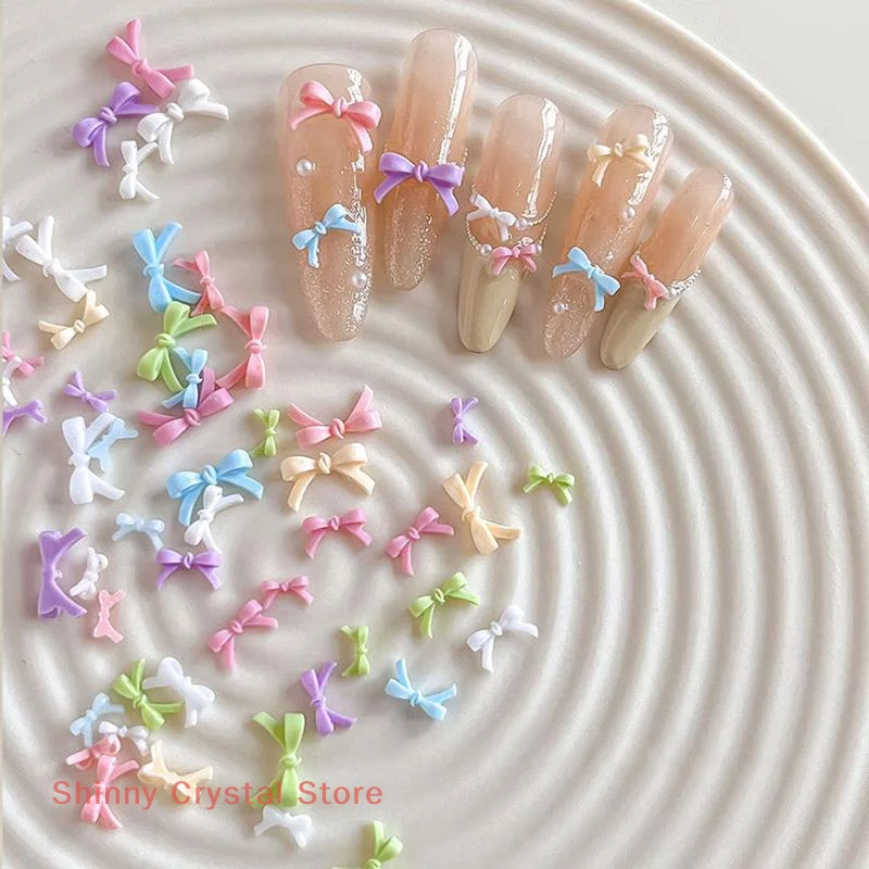 50 pçs arco colorido peças da arte do prego encantos em massa brilhante mini fita de resina strass do prego diy verão acessórios decoração da arte do prego