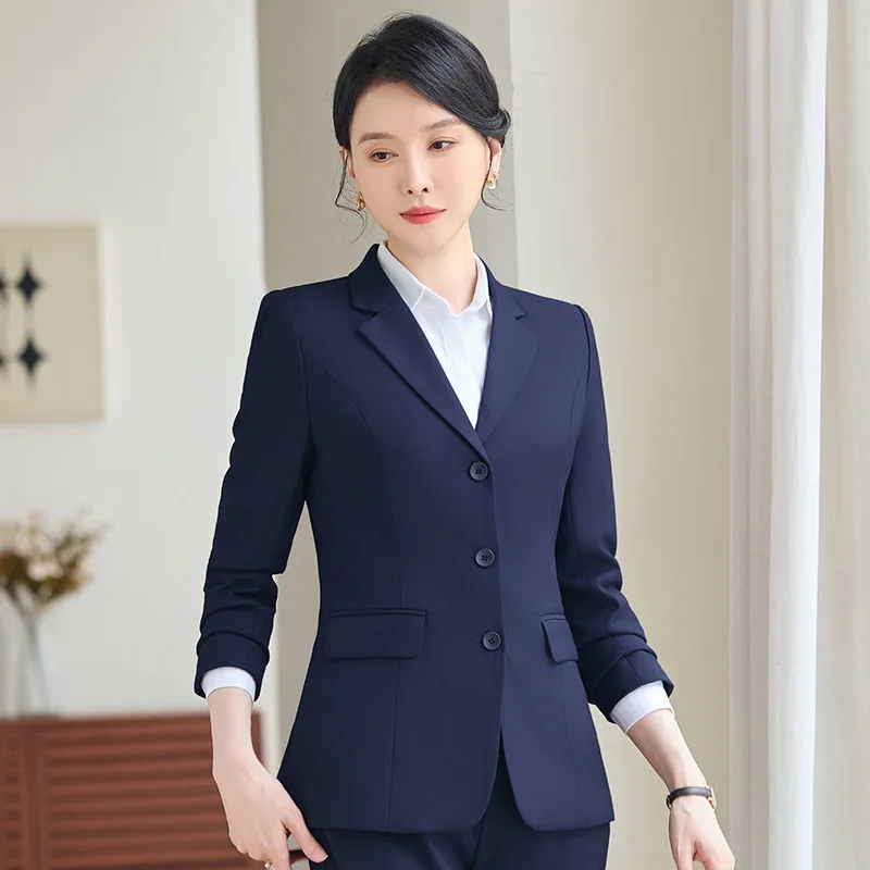 Three-Button Blazer for Women Hotel Attendant Workwear Interview Formal Suit Workwear Women's Professional Suit