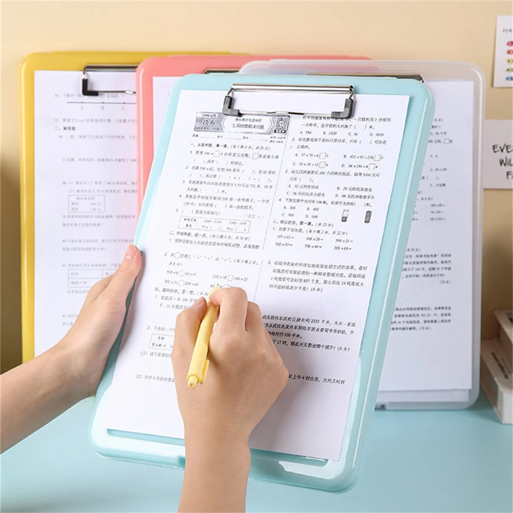 A4 Plastic Clipboard Writing Pad with File Box Case Document File Folders Clipboard With Storage For Paperwork Nurse Stationery