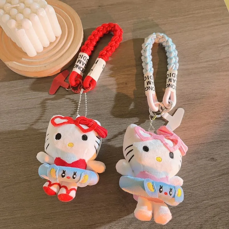 

Hello Kitty аниме Kawaii Sanrio Ins модная милая кукла-подвеска милый мультяшный KT Cat чехол для телефона украшения подарки игрушки для детей