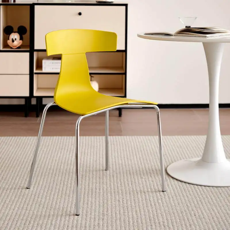 Nordic Style Plastic Dining Chairs Vintage Cafe Backrest Chairs Modern Minimalist Dining Room