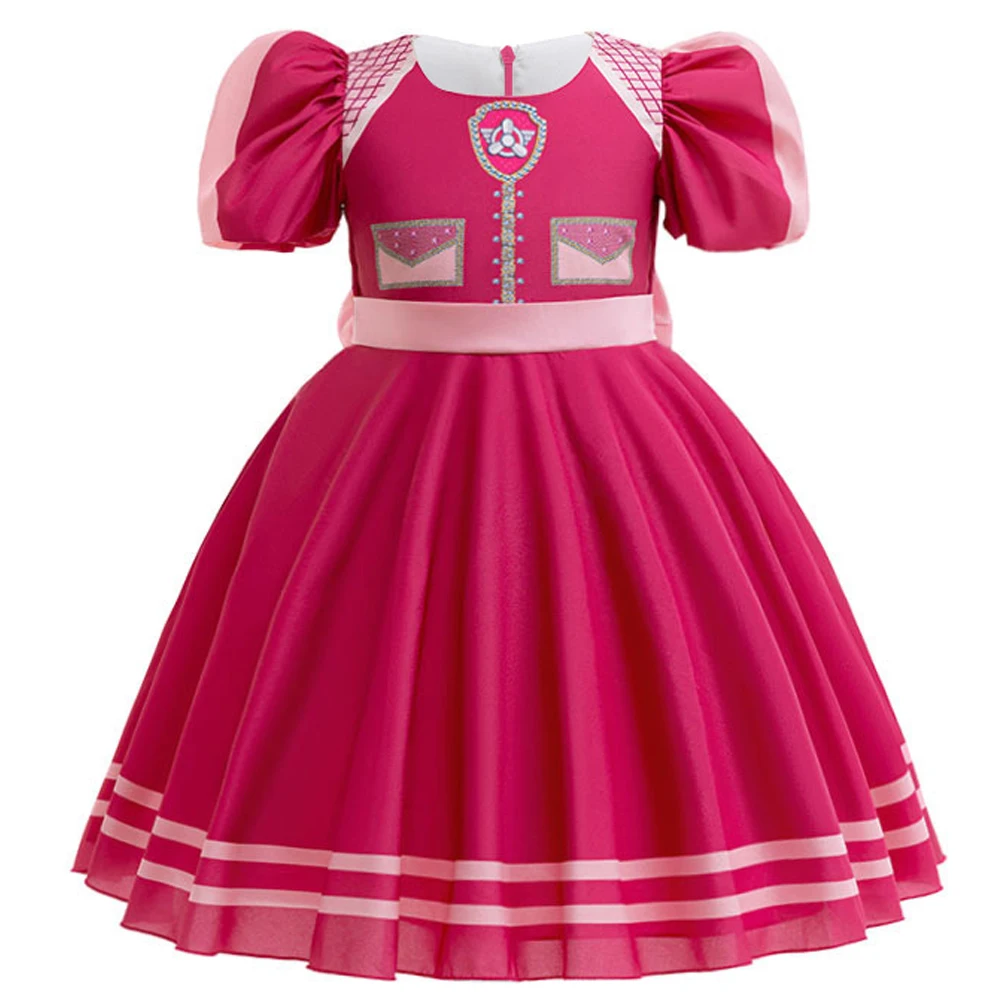Disfraz de Cosplay con estampado de perro de dibujos animados, vestido para niñas, vestidos de actuación de fiesta de cumpleaños de princesa Skye, ropa de Carnaval y Halloween para niñas