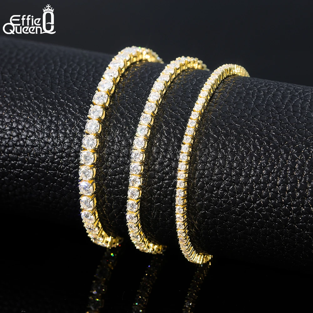 

EFFIE QUEEN D VVS1 Moissanite Tennis Bracelet 925 Silver Classics Diamond Bracelet with GRA Wedding for Women Man Jewelry SMOB01