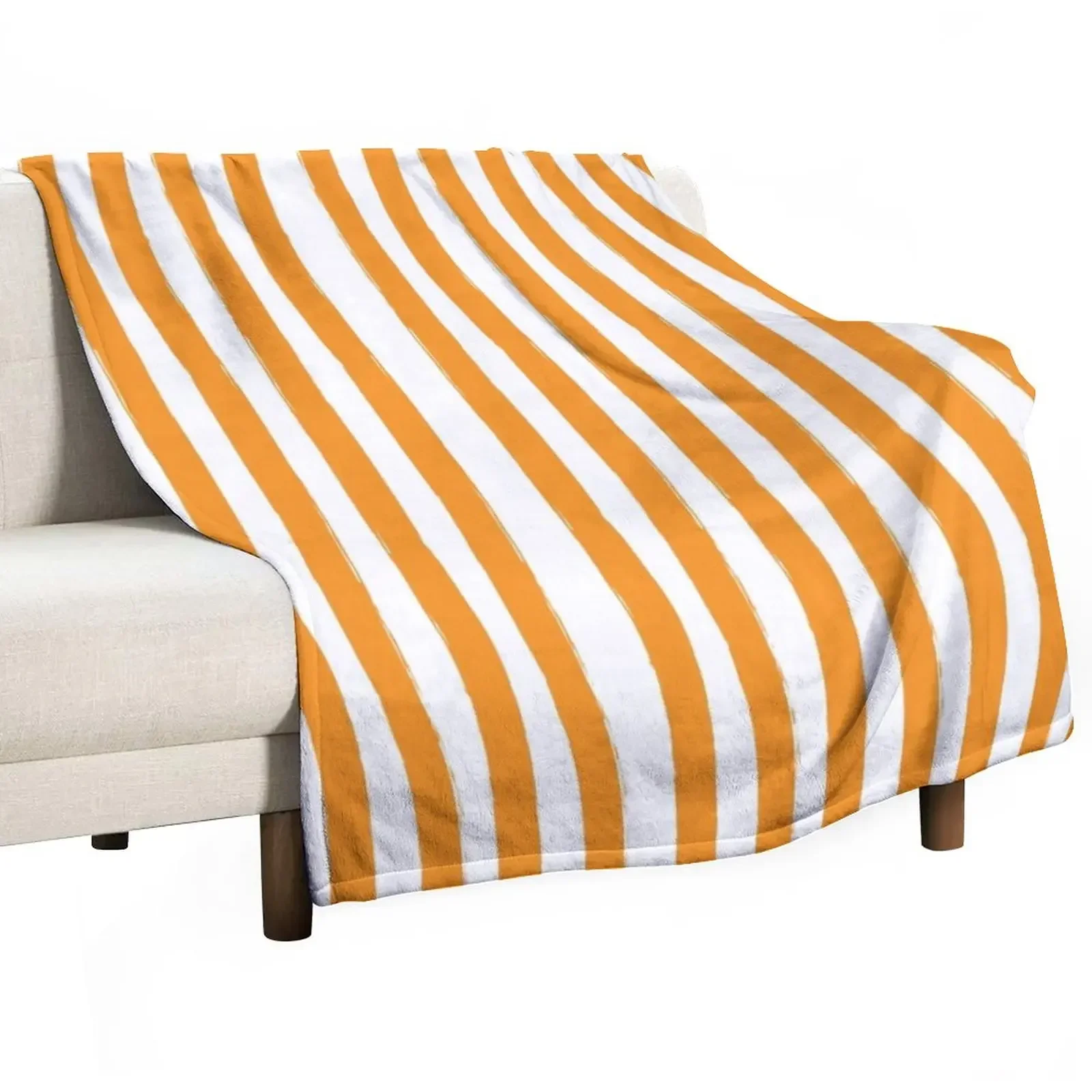 

Preppy Orange and White Cabana Stripes Throw Blanket bed plaid Luxury Throw christmas decoration For Baby Blankets