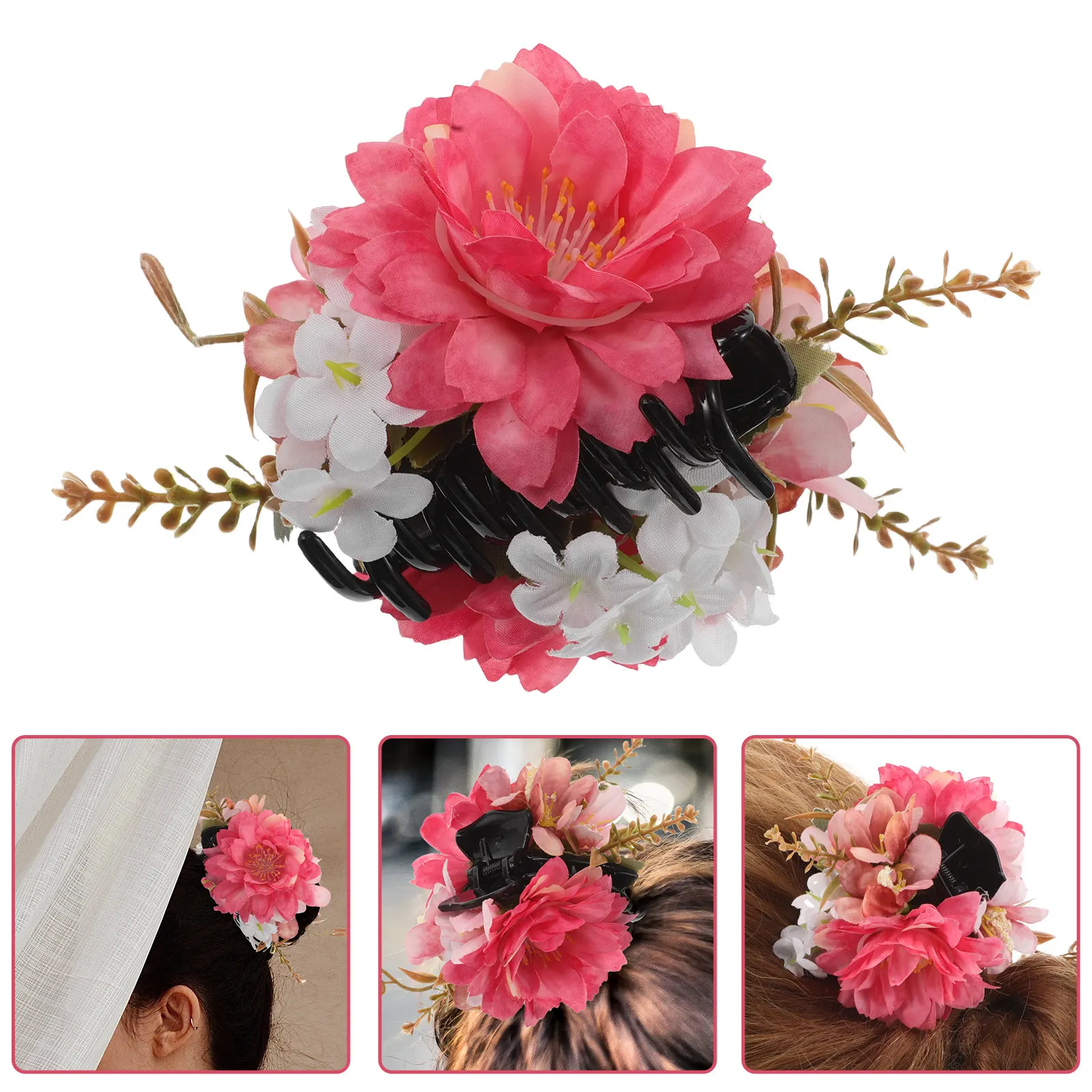 Elegant Flower Hair Claw Clip for Women Realistic 3D Rose Design Back Clip Hair Accessory for Vacation Special Occasion Daily
