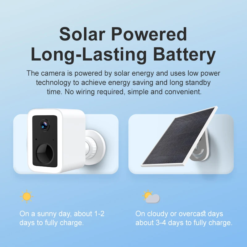 2K Solar Security Camera - WiFi Outdoor Battery Powered Cam with HD Video, Wireless Solar Surveillance for Home Protection