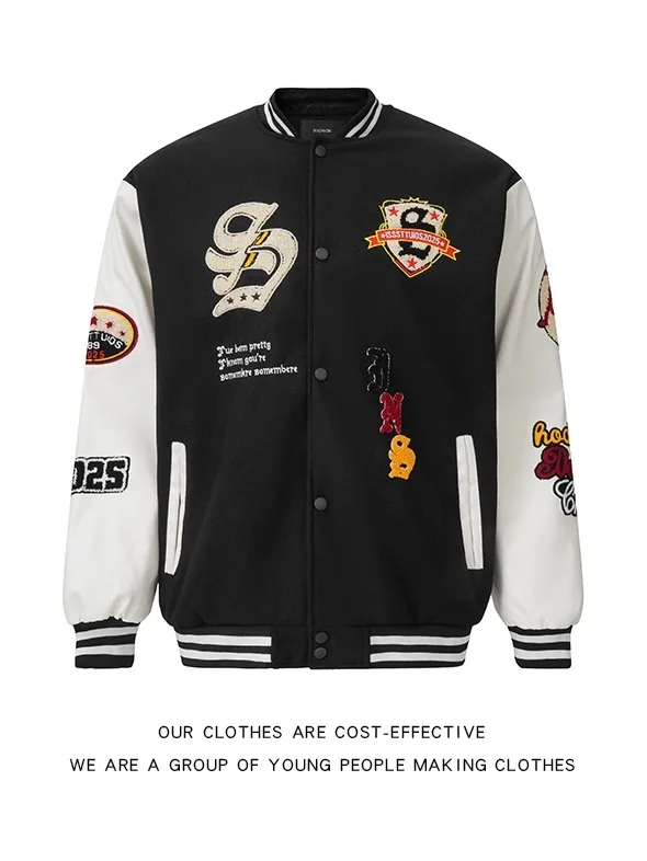 

Cleanfit Casual Baseball Jaet ex Spring Autumn Trendy Brand Towel Embroidery Loose Fit American Splicing Couple Outerwear