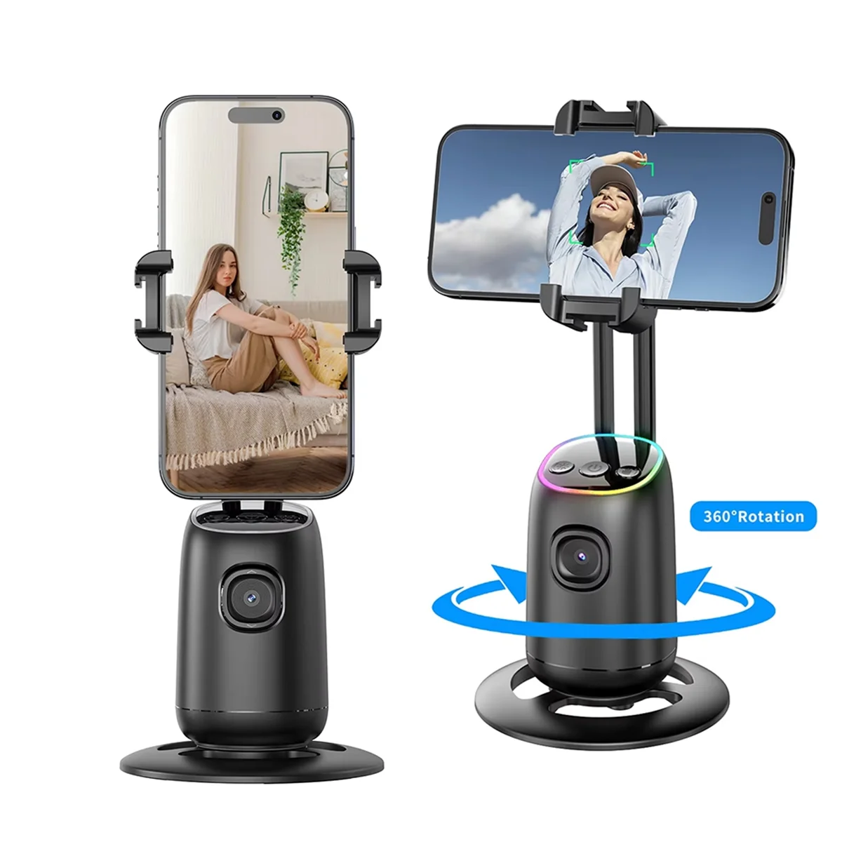 P05 AI اتبع Gimbal 360 دوران تتبع الوجه استقرار تصوير سطح المكتب المحمول حامل الهاتف المحمول للعيش/الصورة